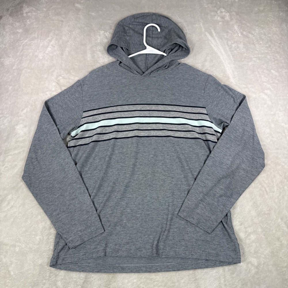 Vineyard Vines Shirt Mens Small Blue Gray Hooded Long Sleeve Striped Island Tee